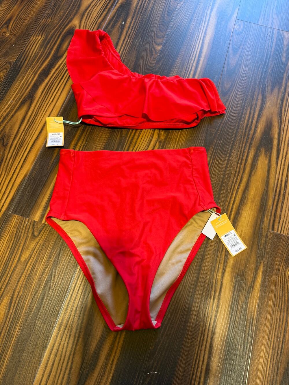NWT Kona Sol High Waisted One Shoulder Bikini Size M